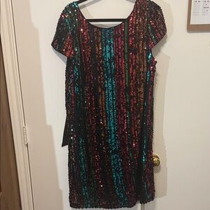 Sequin Striped Dress